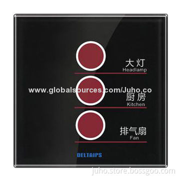 3-gang Touch Sensor/Light Touch Switch, Crystal Glass Panel with LED Indicator